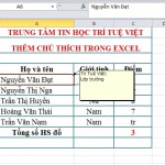TẠO CHÚ THÍCH TRONG EXCEL (COMMENT)